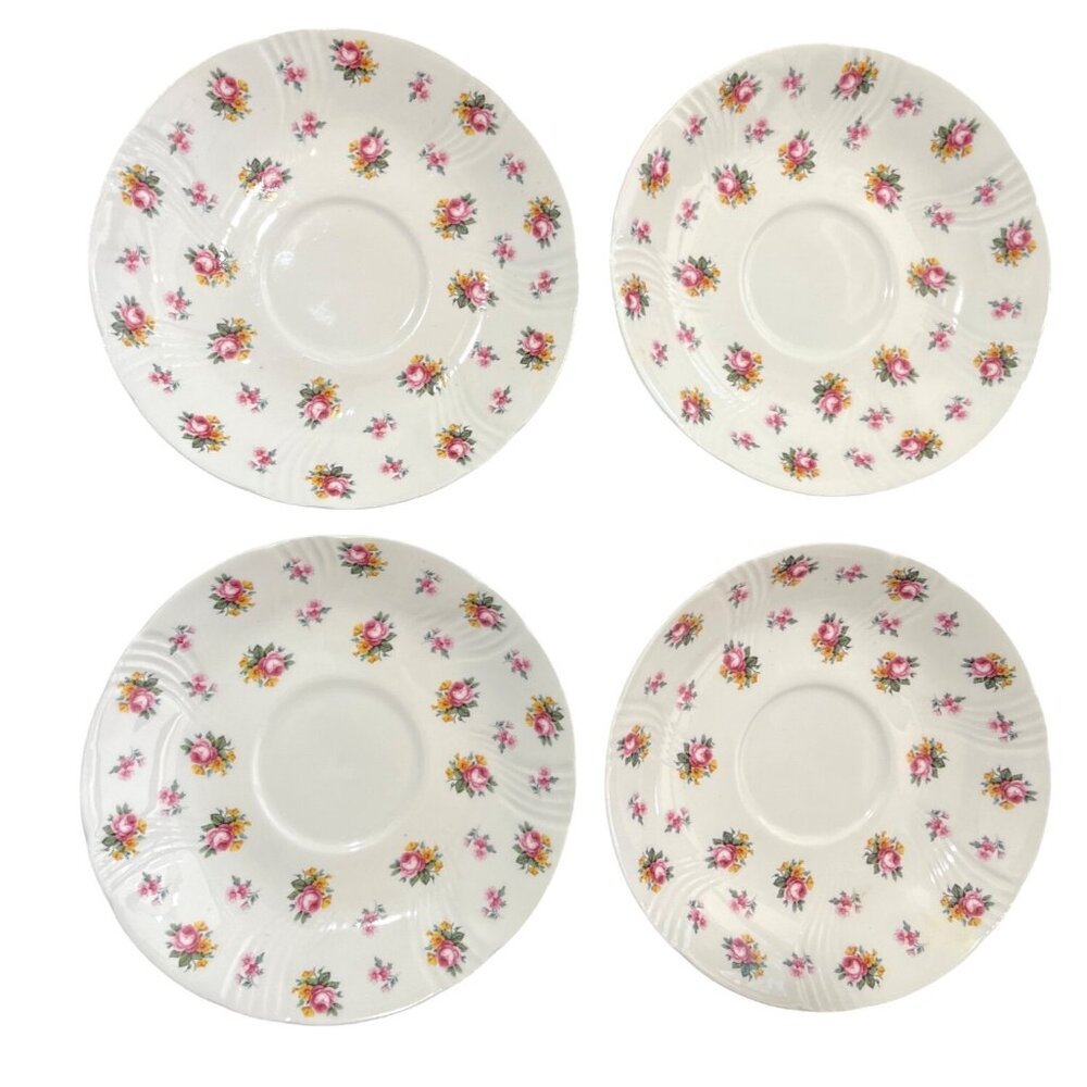 Roy Kirkham Petite Rose Fine Bone China 1996 Cup & Saucer Set Of 4 - Picture 4 of 6